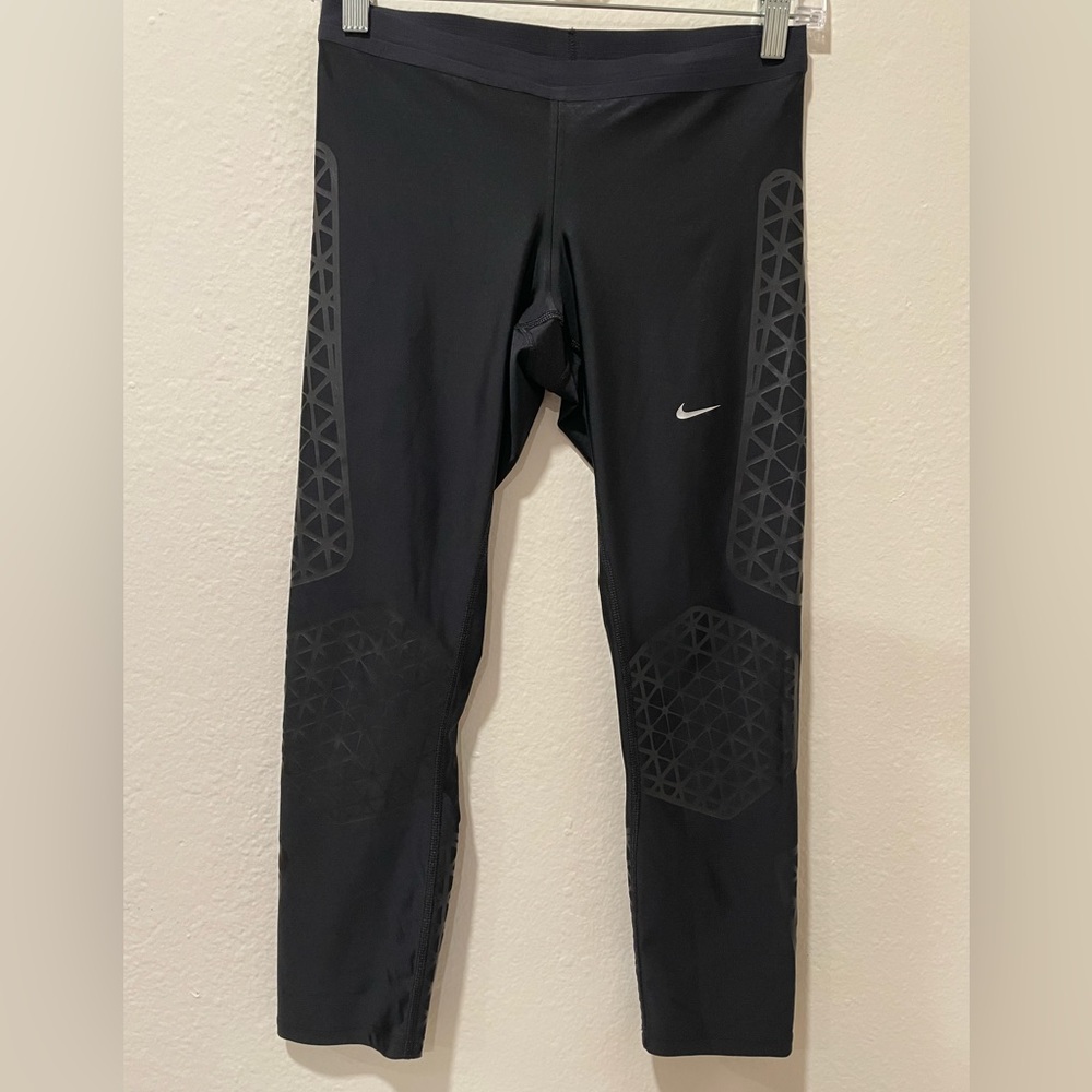 Nike Women's Running Dri-Fit Black Mid-Rise Cropped  Athletic Leggings Size S